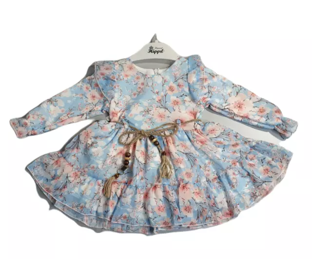 Kinder Baby Mädchen Langarm Blumen Freizeitkleid Prinzessin Swing Strandkleid