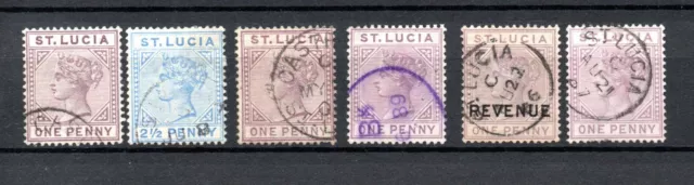 St Lucia 1883/87 old selection Victoria stamps used (different cancels)