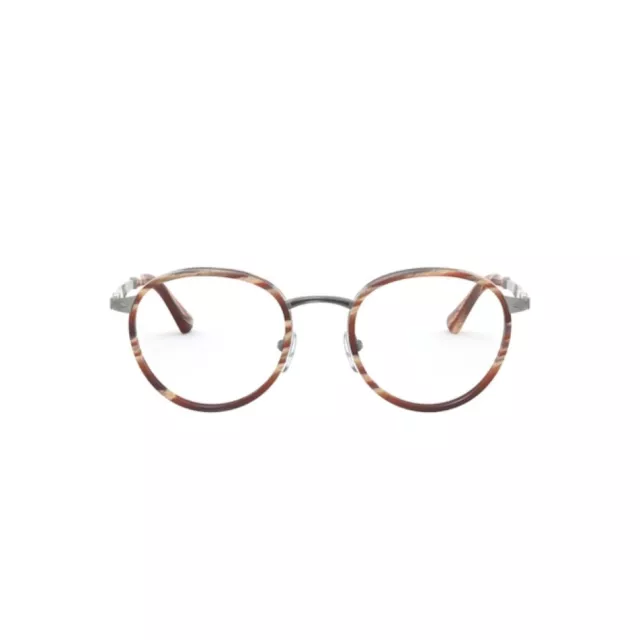 Persol 2468-V 1102 Brown Tortoise Round Metal Optic Eyeglasses Frame 47-20-140 Persol 2468-V 1102 Brown Tortoise Round Metal Optic Eyeglasses Frame 47-20-140