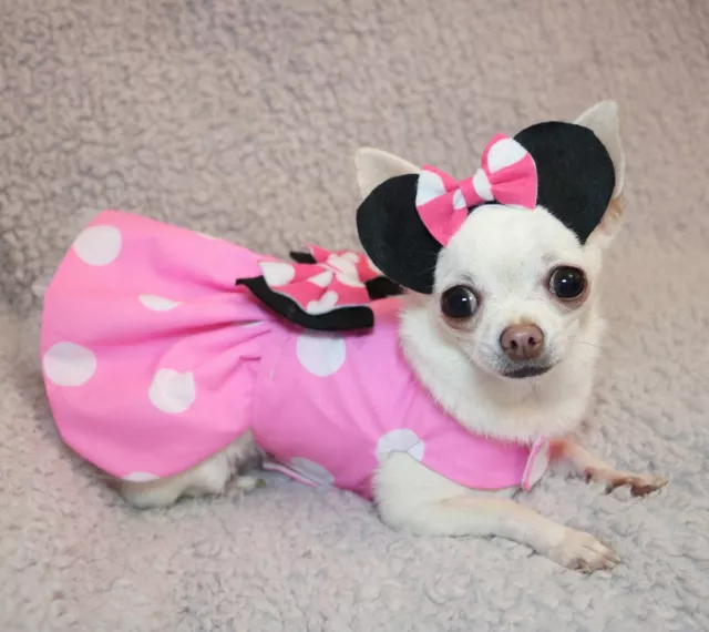 HANDMADE DOG DRESS For Small Dogs Pink Disney Minnie Mouse