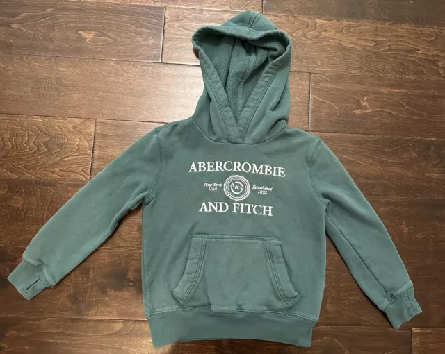 Boys Kids Abercrombie Embroidered Logo Green Hoodie- Size 5/6