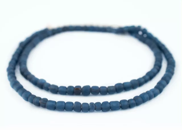 Translucent Blue Java Glass Beads 2mm Indonesia Round Large Hole 27 Inch Strand