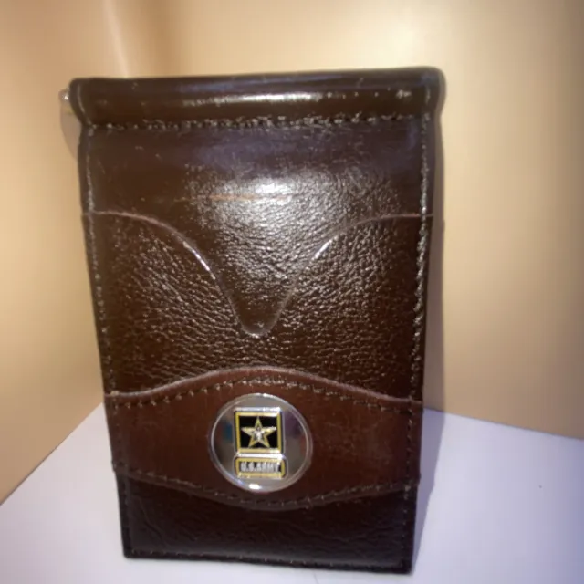 U S Army Leather Wallet Money Clip