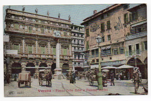 Cartolina Verona città, Piazza delle Erbe e Palazzo Maffei, non viaggiata