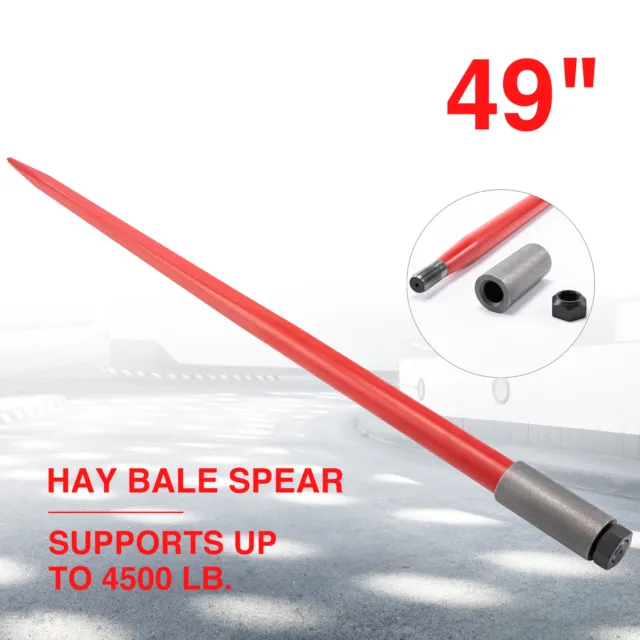 Heavy Duty 49in Hay Spike Bale Spear, 4500lb Load Capacity, Easy Attach