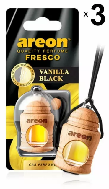 3 x Areon Fresco Vanilla Black Car Aroma Parfum Désodorisant Parfum Parfum