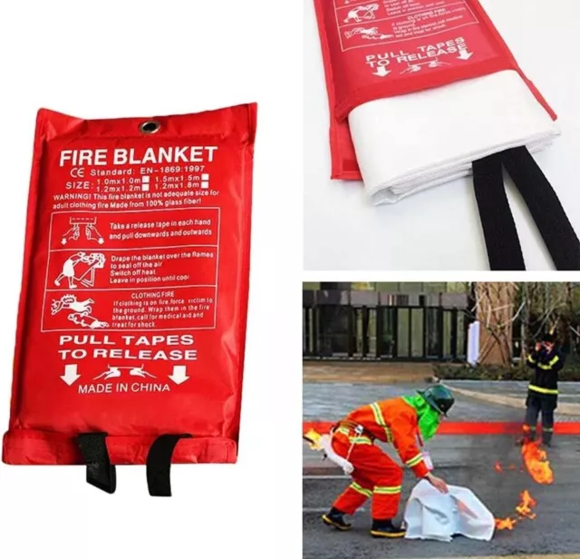 Quick Release Fire Blanket For Home Office Kitchen Safety Shelter Large UK