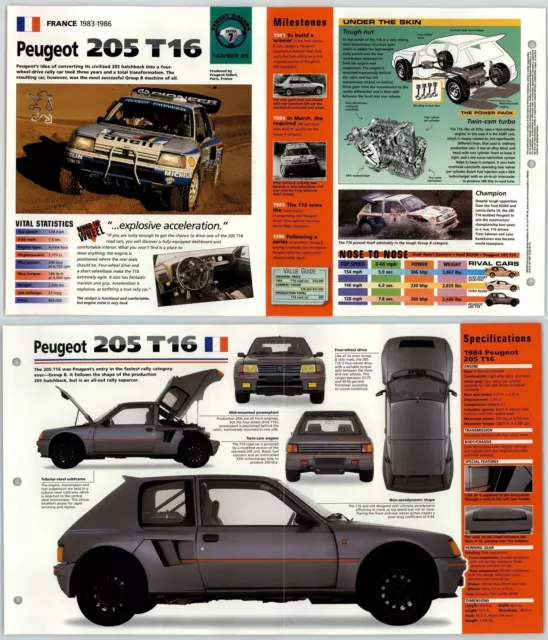 Peugeot 205 T16 - 1983-6 #25 Street - Hot Cars - IMP Fold Out Fact Page