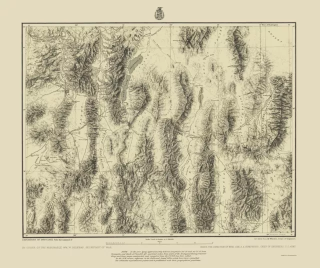 Topo Map - Eastern Nevada Western Utah Sheet - US Army 1872 - 23.00 x 27.43