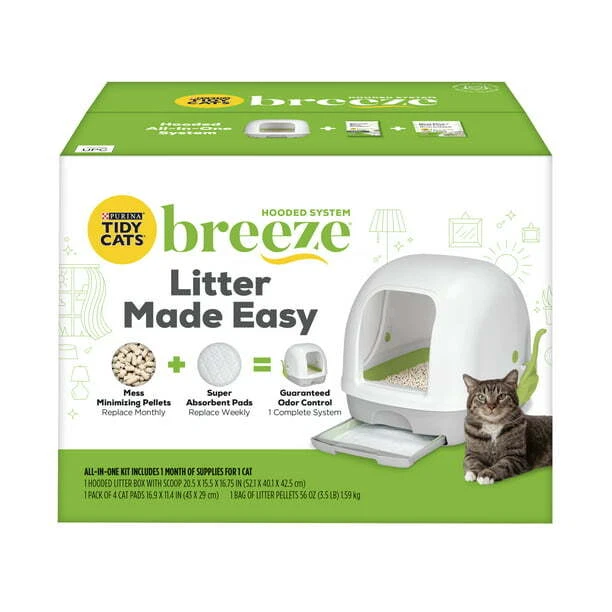 Purina Tidy Cats Hooded Litter Box System, Breeze Hooded System Starter Kit Litt