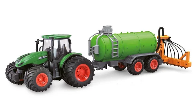 Amewi 22637 Trattore Agricolo Telecomandato 1:24 Con Bottone Per Liquami, Luci E Suono, RTR Giocattolo Per Bambini Dai 6 Anni, Verde
