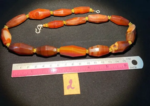 Antique old Beads carnelian Angkor Cambodian antiquity amulet jewelry strand 2