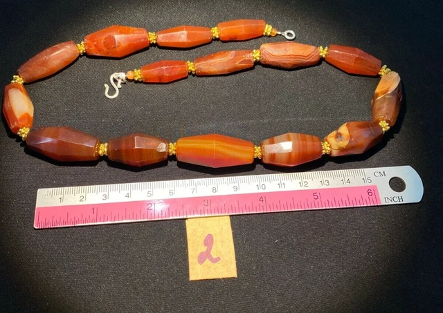 Antique old Beads carnelian Angkor Cambodian antiquity amulet jewelry strand 2