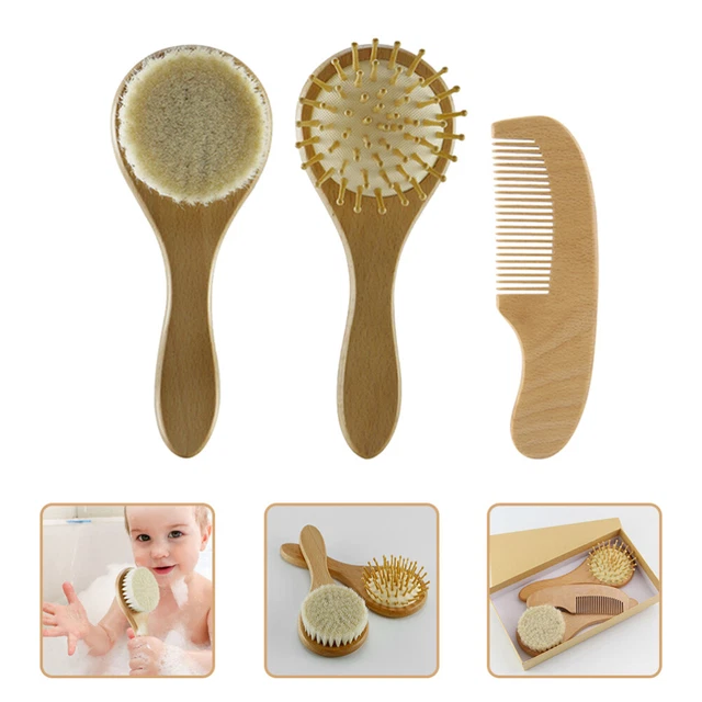 Juego de baño de bebé peine de pelo de bebé cepillo de lana cuidado recién nacido