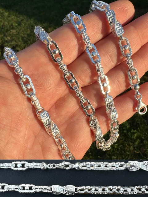 925 Sterling Silber Seil Kette Armband Männer, Twist Diamant
