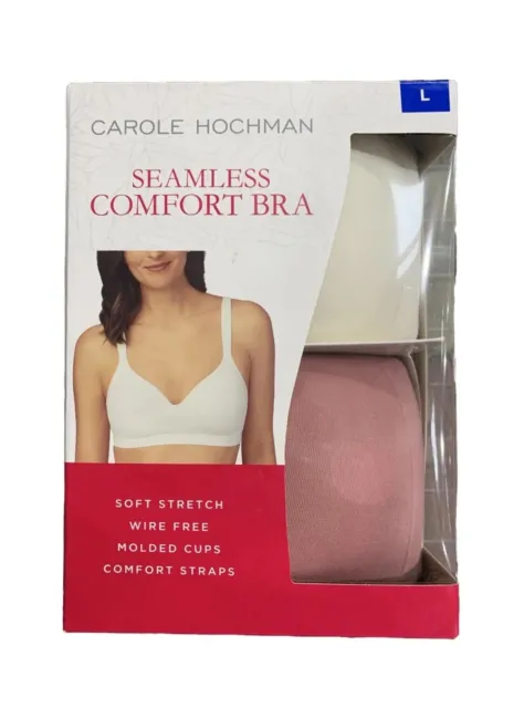 CAROLE HOCHMAN Seamless Comfort Bra WIRE FREE MOLDED CUPS 2 Pack, L33