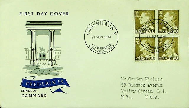Sephil Dänemark 1961 King Frederick Ix B4 Auf FDC Von Kopenhagen Sich USA