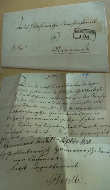 Brief HANNOVER 1824 über WOLFSHAGEN; Signatur Caspar Detlef von SCHULTE, Forst