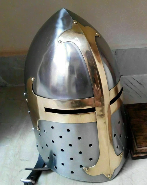 Casque Médiéval Sugarloaf 20G – Réplique Acier Chevalier Sugar Loaf 12e-13e Siècle, Idéal Cosplay LARP Halloween