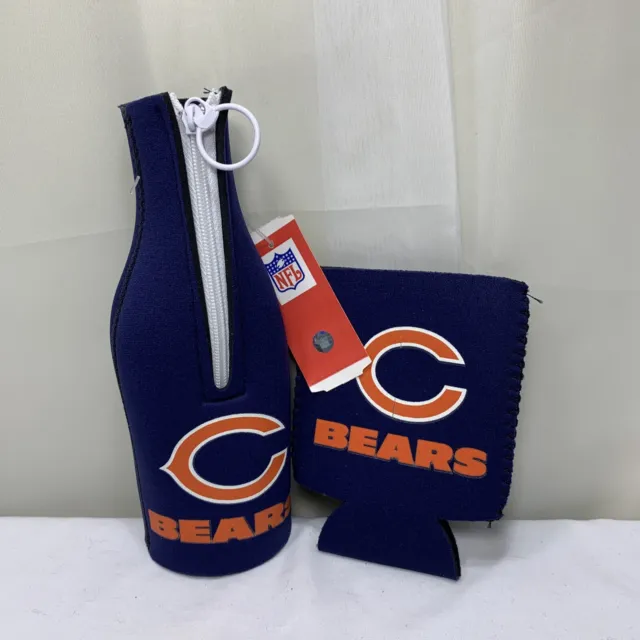 Enfriador de botellas Chicago Bears lata Coozie Koozy Koozie conjunto de 2 coleccionables