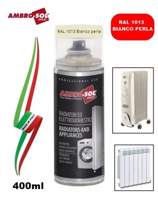 VERNICE SMALTO SPRAY 120°C X RADIATORI E TERMOSIFONI RAL1013 BIANCO PERLA 400ml