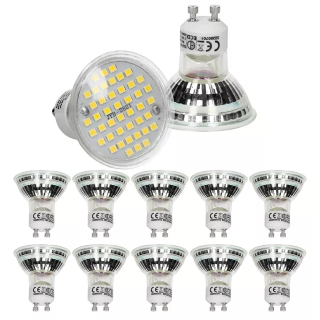 10er Pack GU10 LED Spot Einbauspot Lampe Birne Spot Einbaulampe 44SMD Glas 3W NW