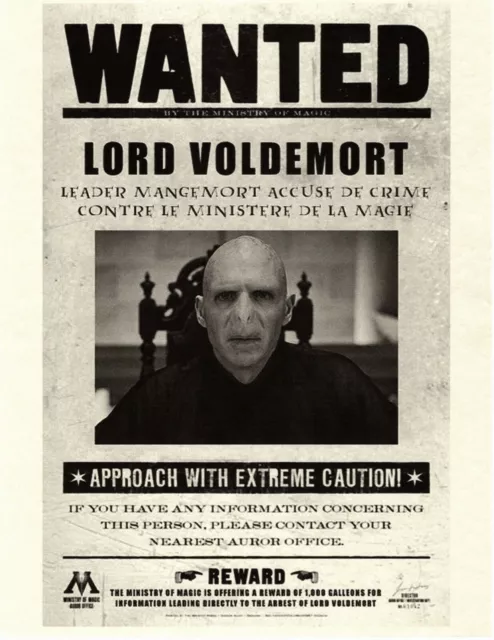Harry Potter Daily Prophet Wanted Lord Voldemort Flyer/Poster Replica 🐍