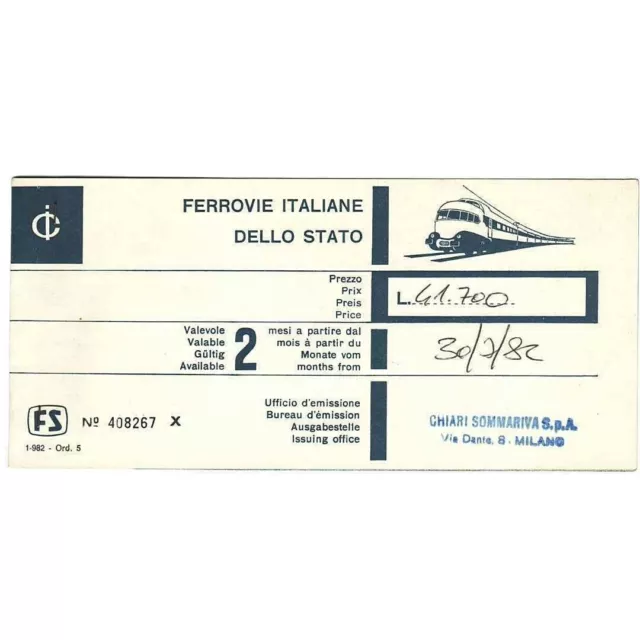 Ferrovie Stato biglietti treno. FS internazionale Milano - Montreux  1982
