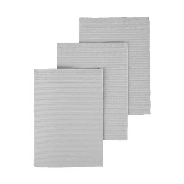 Medicom 8381 Dry-Back Plus Patient Bibs 13" x 18" Silver Gray 500/Pk