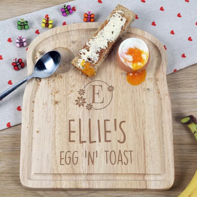 Kids Birthday Christmas Children Gift Personalised Egg and Toast Flowers Board
