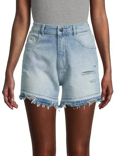 DL1961 Woman's Semi Distressed Hepburn Denim Shorts Millie Blue New with Tags 31