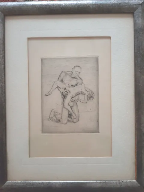 Erotic etching called ANÓNIMO, circa 1920, good condition. Purchased in Spain.