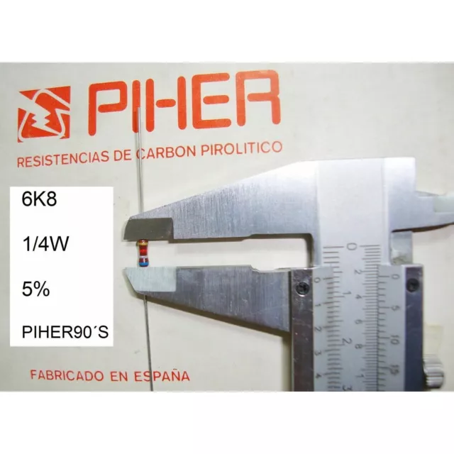 Vintage Piher Resistor. 1/4W 6K8 6,8K 5% *4 Pc* New 1990´S Rc22