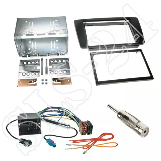 Skoda Octavia II Doppel 2-DIN Autoradio Einbaurahmen Radioblende+ISO Adapter Set