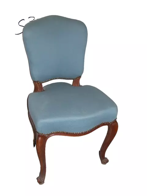 Set di n. 6 sedie in legno e stoffa azzurra con imbottitura - antiquariato