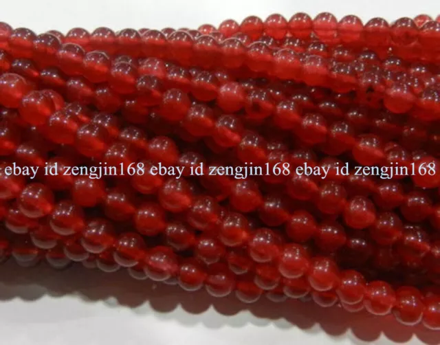 Wholesale 10 Strands 4mm Natural Red Jade Round Gemstone Loose Beads 15'' AAA