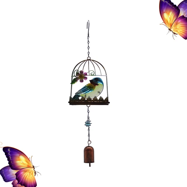 Bird Cage Ornament Wall Hanging Decoration Blue Decor Wind Chime 11