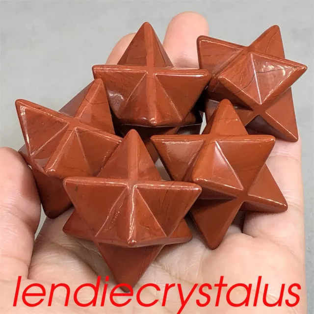 5pcs Natural Red Jasper Merkaba Star Quartz Crystal Mineral Gem Healing reiki