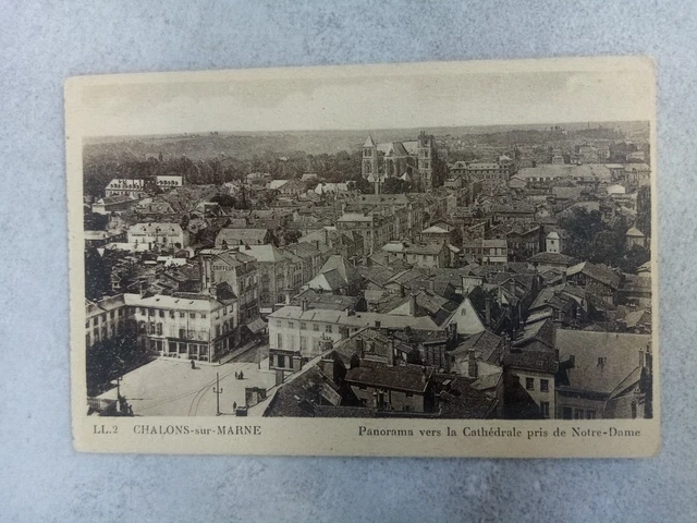 Cpa Châlons Sur Marne Panorama Vers La Cathédrale