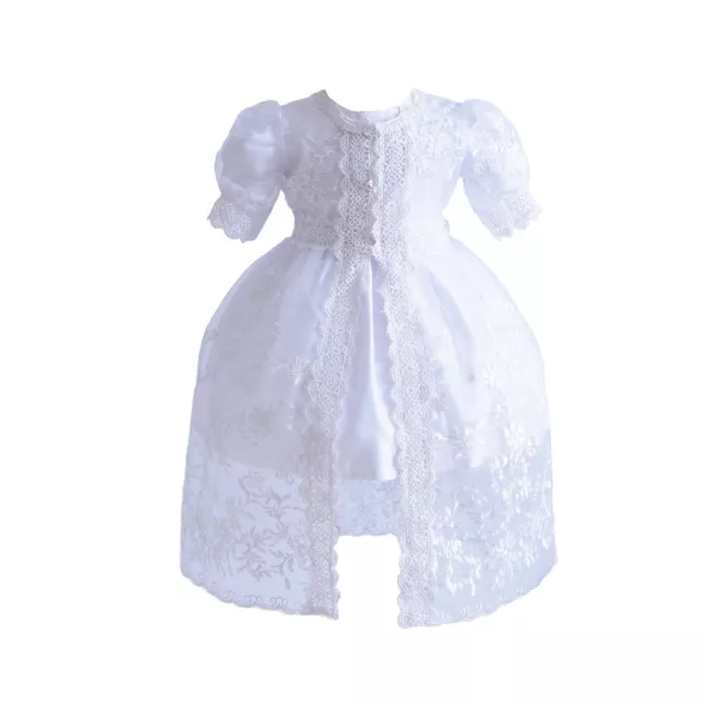 Girls White Lace Christening Gown Party Dress Cape Bonnet 0 3 6 12 18 24 Months 3