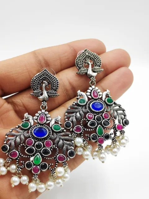Boho Silver Plated Vintage Style Rose Tibetan Tibet Dangle Drop Earrings