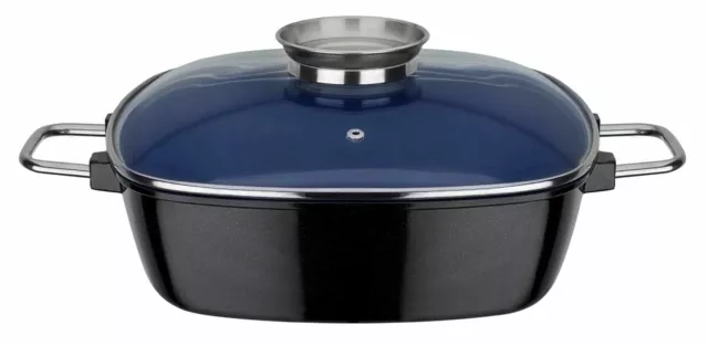 GSW Gourmet Bräter mit Glasdeckel Ceramica Induktion Kobalt-Blau 5 Liter NEU