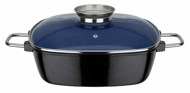 GSW Gourmet Bräter mit Glasdeckel Ceramica Induktion Kobalt-Blau 5 Liter NEU
