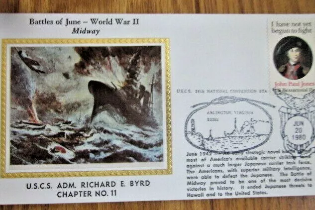 Ww2 Battles  Midway Japanese Carriers   1980 Colorano Silk Event Cover