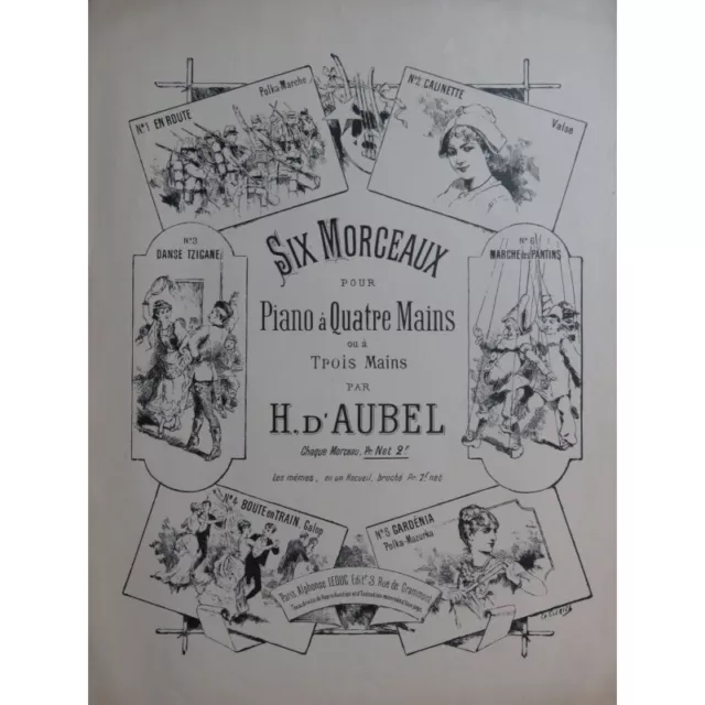 D'AUBEL Henri Boute en Train Piano 4 mains 1886