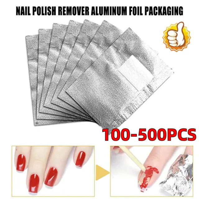 100-500PC Nail Art Aluminium Foil Soak Off Acrylic Gel Polish Nail Wraps Remover