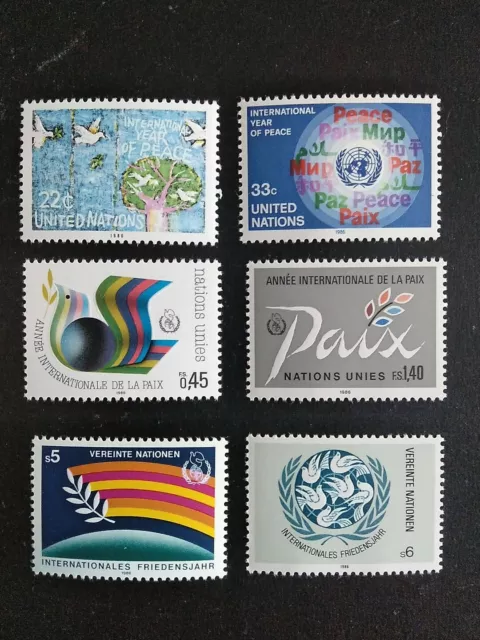 Sellos Naciones Unidas Onu Mnh 1986 Tres Sedes. Año Internacional De La Paz