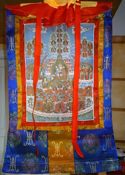 Thangka Guru Rinpoche mit Partnerin in Yab Yum Tibet Buddhismus bouddha, Dharma