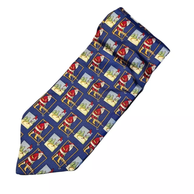 Hallmark Holiday Traditions Silk Tie Mens Necktie Santa Claus Golf Christmas