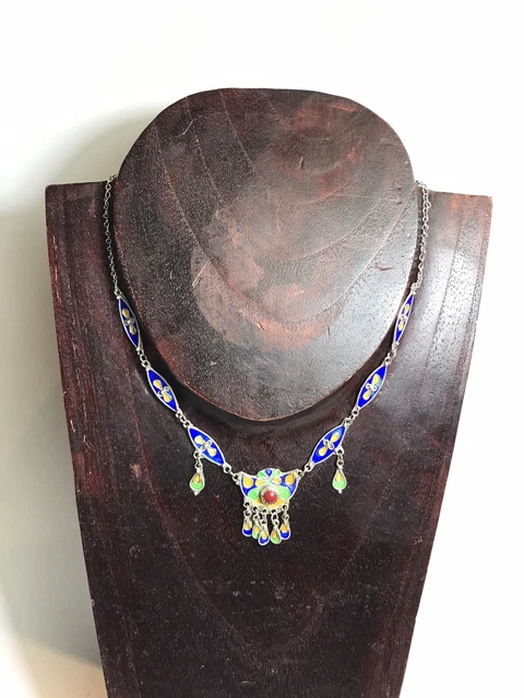 Ancien collier berbère en argent 600 vintage, bijou ethnique d